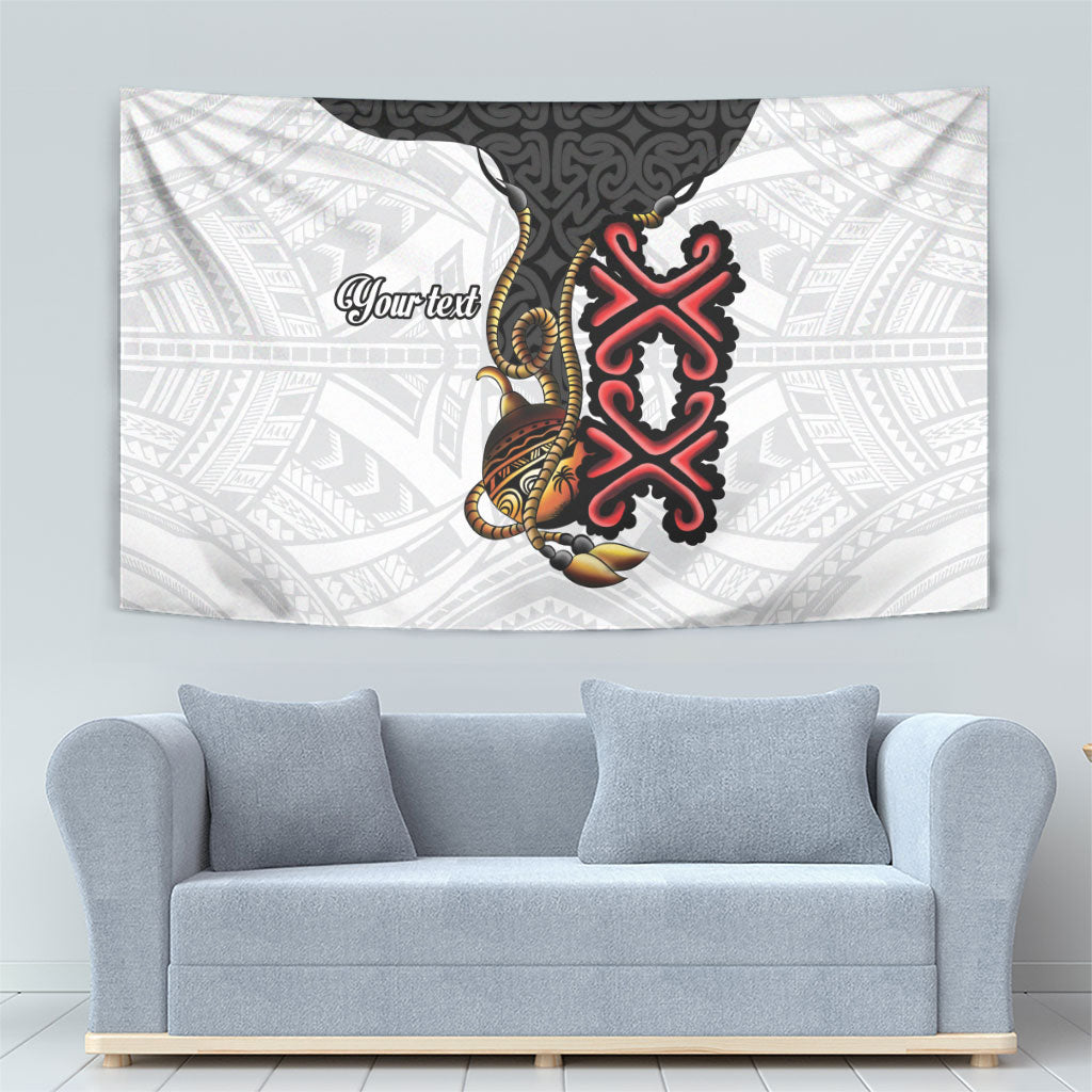 Personalised Papua New Guinea Oro Necklace Tapestry Black Melanesia Traditional Pattern