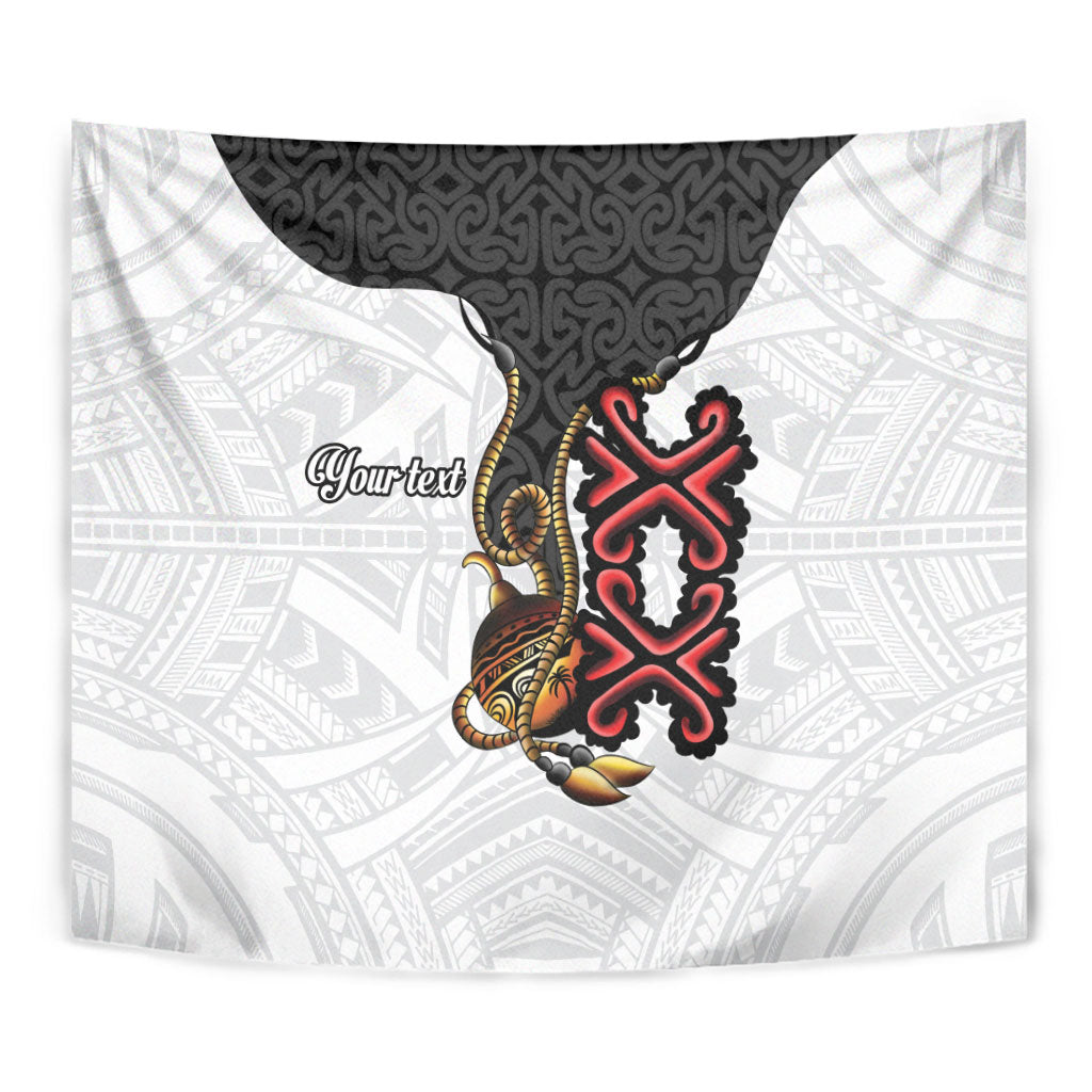 Personalised Papua New Guinea Oro Necklace Tapestry Black Melanesia Traditional Pattern