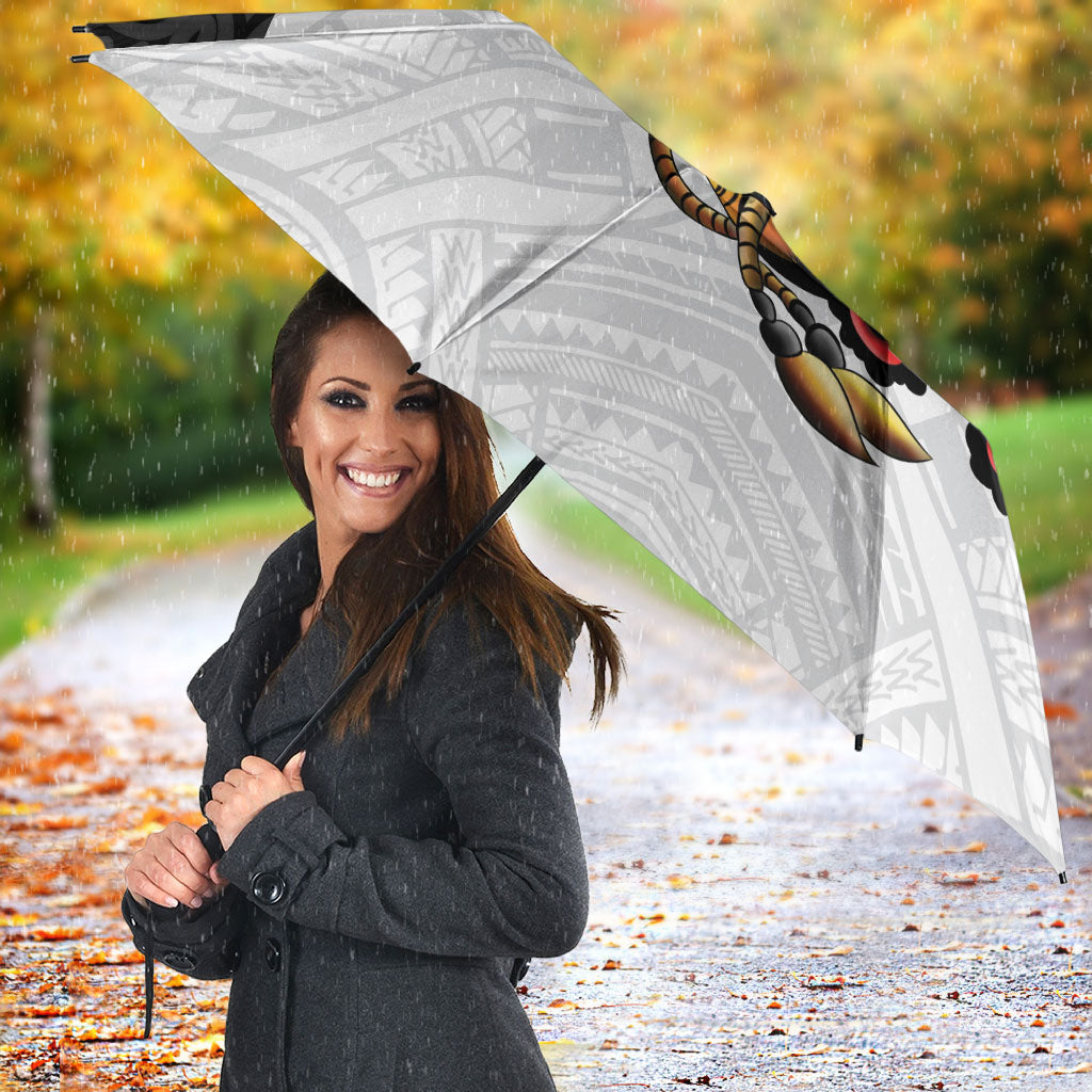 Personalised Papua New Guinea Oro Necklace Umbrella Black Melanesia Traditional Pattern