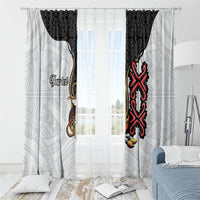 Personalised Papua New Guinea Oro Necklace Window Curtain Black Melanesia Traditional Pattern
