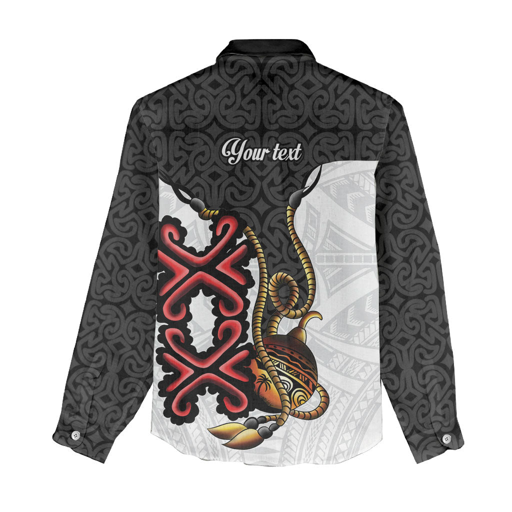 Personalised Papua New Guinea Oro Necklace Women Casual Shirt Black Melanesia Traditional Pattern