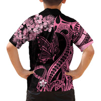 Polynesian Floral Butterfly Family Matching Tank Maxi Dress and Hawaiian Shirt Breast Cancer Pink Ribbon LT9 - Polynesian Pride