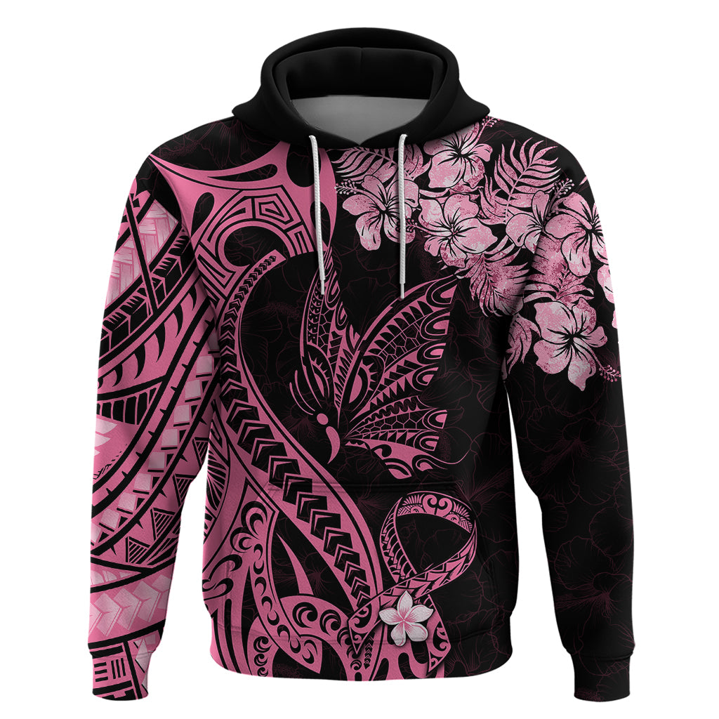 Polynesian Floral Butterfly Hoodie Breast Cancer Pink Ribbon LT9 Pink - Polynesian Pride