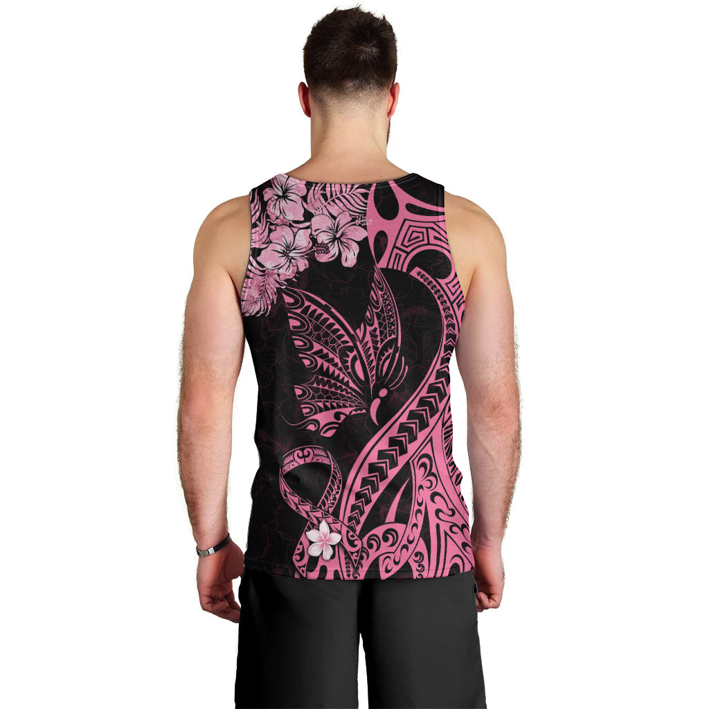 Polynesian Floral Butterfly Men Tank Top Breast Cancer Pink Ribbon LT9 - Polynesian Pride