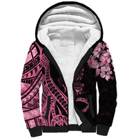 Polynesian Floral Butterfly Sherpa Hoodie Breast Cancer Pink Ribbon LT9 Unisex Pink - Polynesian Pride
