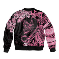 Polynesian Floral Butterfly Sleeve Zip Bomber Jacket Breast Cancer Pink Ribbon LT9 - Polynesian Pride