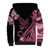 Personalised Polynesian Floral Butterfly Sherpa Hoodie Breast Cancer Pink Ribbon LT9 - Polynesian Pride