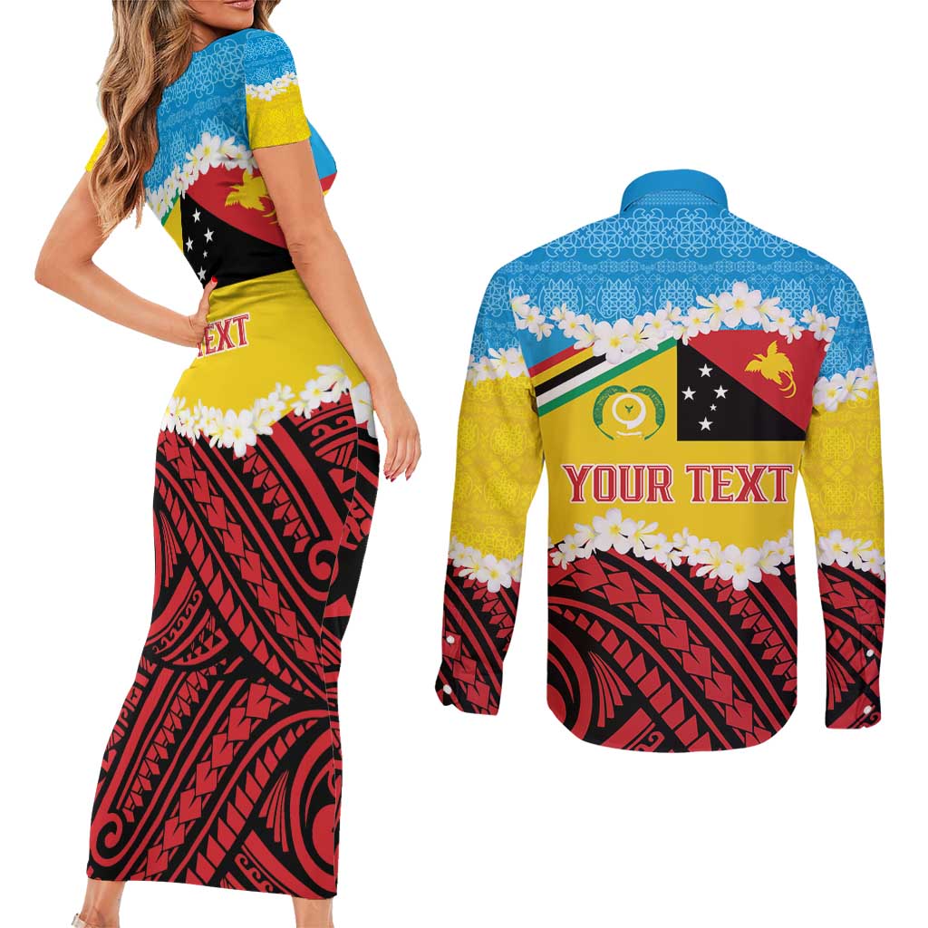 Personalised Torba PNG Forever Couples Matching Short Sleeve Bodycon Dress and Long Sleeve Button Shirt Polynesian Sand Art - Polynesian Pride
