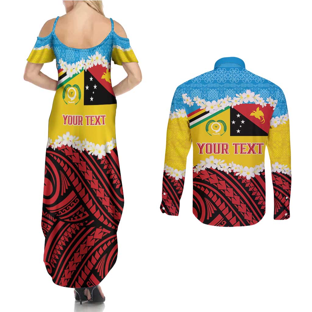 Personalised Torba PNG Forever Couples Matching Summer Maxi Dress and Long Sleeve Button Shirt Polynesian Sand Art - Polynesian Pride
