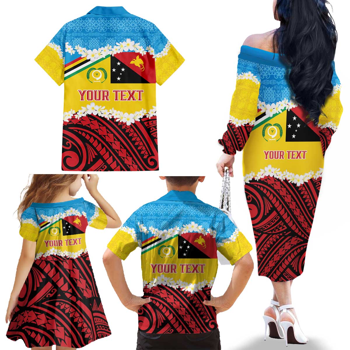 Personalised Torba PNG Forever Family Matching Off The Shoulder Long Sleeve Dress and Hawaiian Shirt Polynesian Sand Art - Polynesian Pride