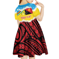 Personalised Torba PNG Forever Kid Short Sleeve Dress Polynesian Sand Art - Polynesian Pride