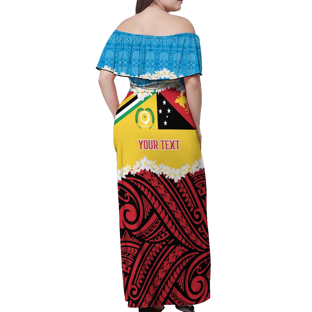 Personalised Torba PNG Forever Off Shoulder Maxi Dress Polynesian Sand Art - Polynesian Pride