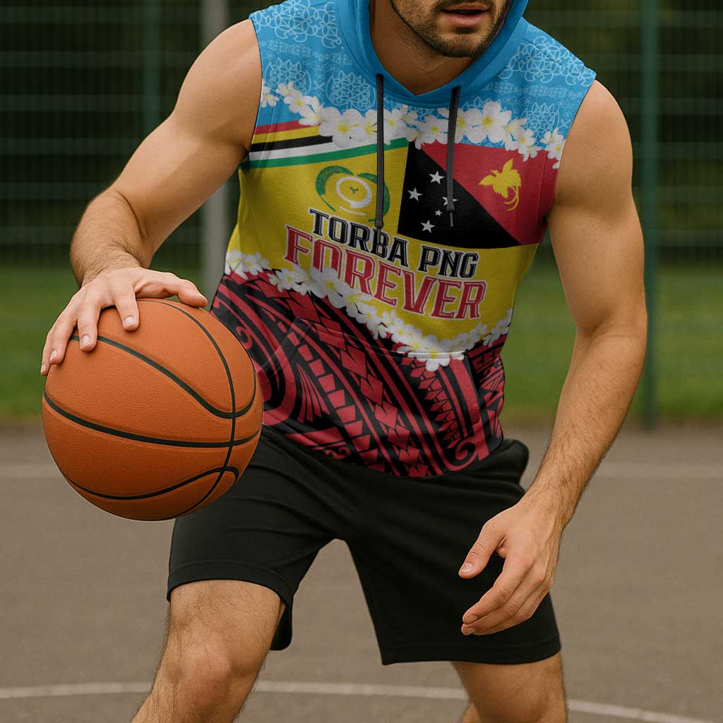 Personalised Torba PNG Forever Sleeveless Hoodie Polynesian Sand Art - Polynesian Pride