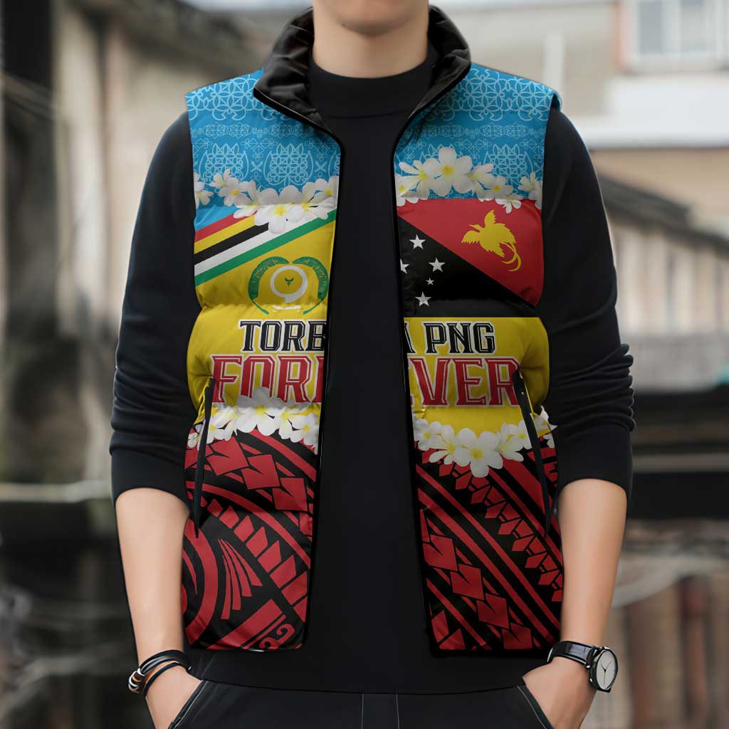 Personalised Torba PNG Forever Sleeveless Puffer Jacket Polynesian Sand Art - Polynesian Pride