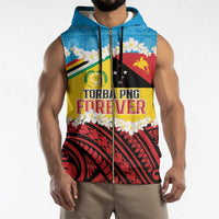 Personalised Torba PNG Forever Sleeveless Zip Hoodie Polynesian Sand Art - Polynesian Pride