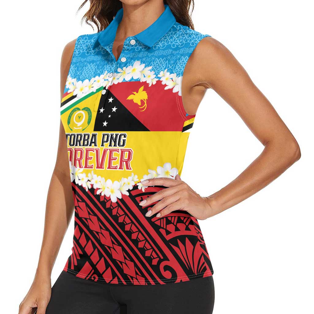 Personalised Torba PNG Forever Women Sleeveless Polo Shirt Polynesian Sand Art - Polynesian Pride