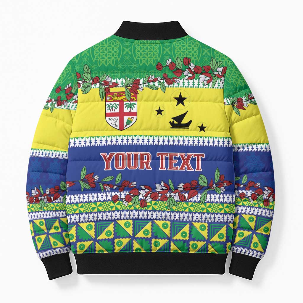 Personalised Malampa Fiji Forever Bomber Puffer Jacket Tagimoucia Polynesian Sand Drawing - Polynesian Pride