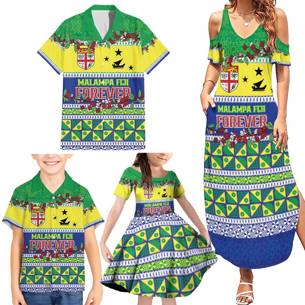 Personalised Malampa Fiji Forever Family Matching Summer Maxi Dress and Hawaiian Shirt Tagimoucia Polynesian Sand Drawing - Polynesian Pride