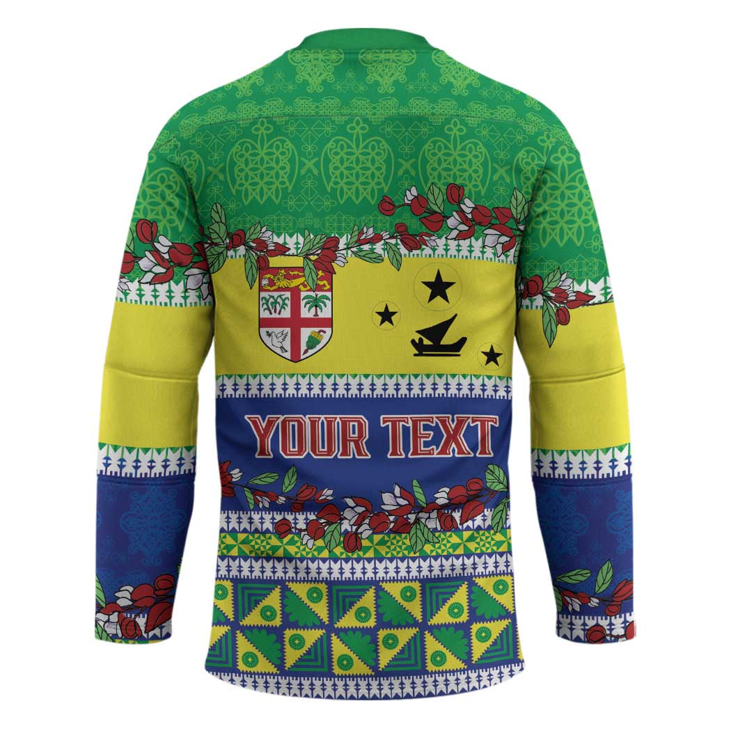 Personalised Malampa Fiji Forever Hockey Jersey Tagimoucia Polynesian Sand Drawing - Polynesian Pride