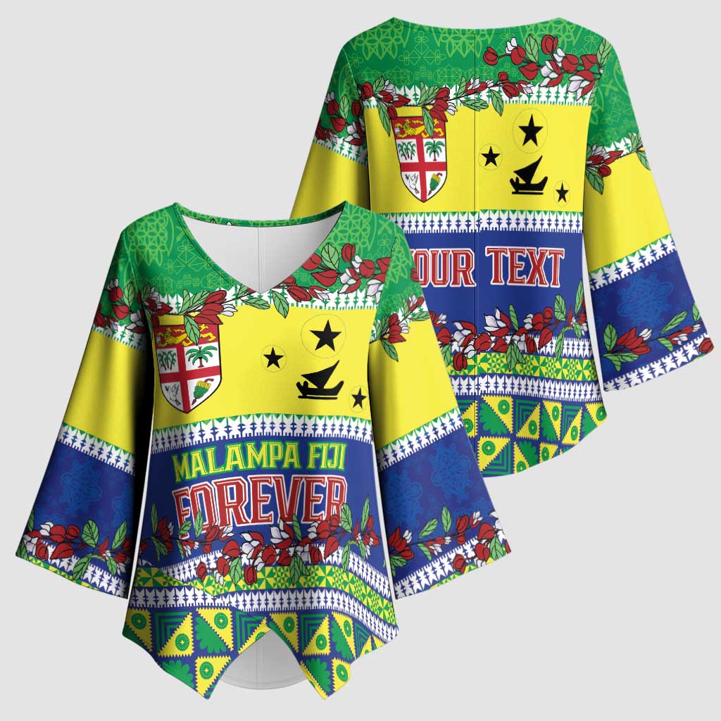 Personalised Malampa Fiji Forever Kimono Sleeve Blouse Tagimoucia Polynesian Sand Drawing - Polynesian Pride
