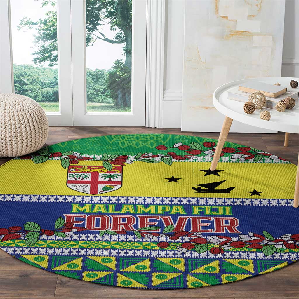 Malampa Fiji Forever Round Carpet Tagimoucia Polynesian Sand Drawing - Polynesian Pride