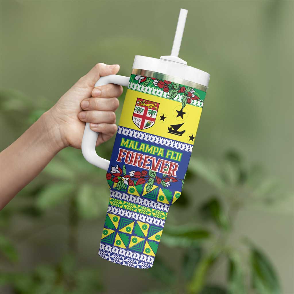 Personalised Malampa Fiji Forever Tumbler With Handle Tagimoucia Polynesian Sand Drawing - Polynesian Pride