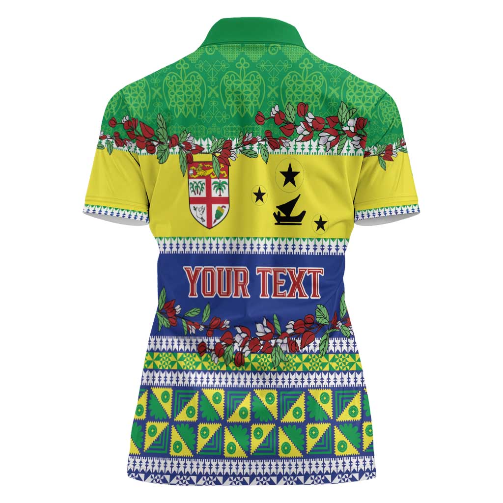 Personalised Malampa Fiji Forever Women Polo Shirt Tagimoucia Polynesian Sand Drawing - Polynesian Pride