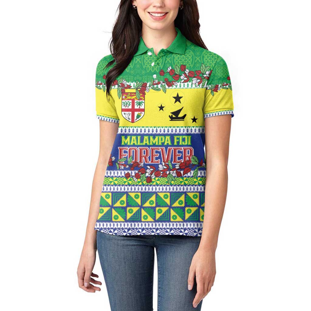Personalised Malampa Fiji Forever Women Polo Shirt Tagimoucia Polynesian Sand Drawing - Polynesian Pride