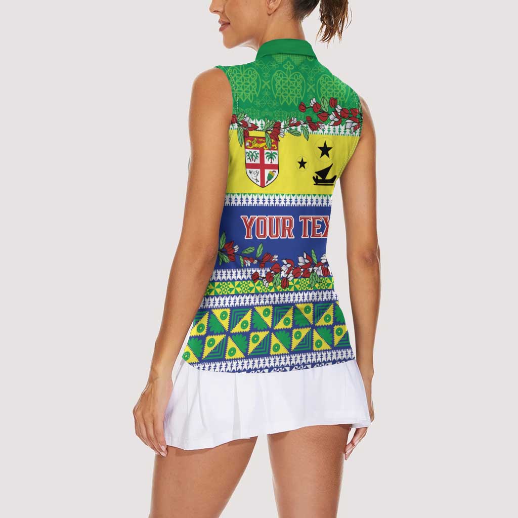 Personalised Malampa Fiji Forever Women Sleeveless Polo Shirt Tagimoucia Polynesian Sand Drawing - Polynesian Pride