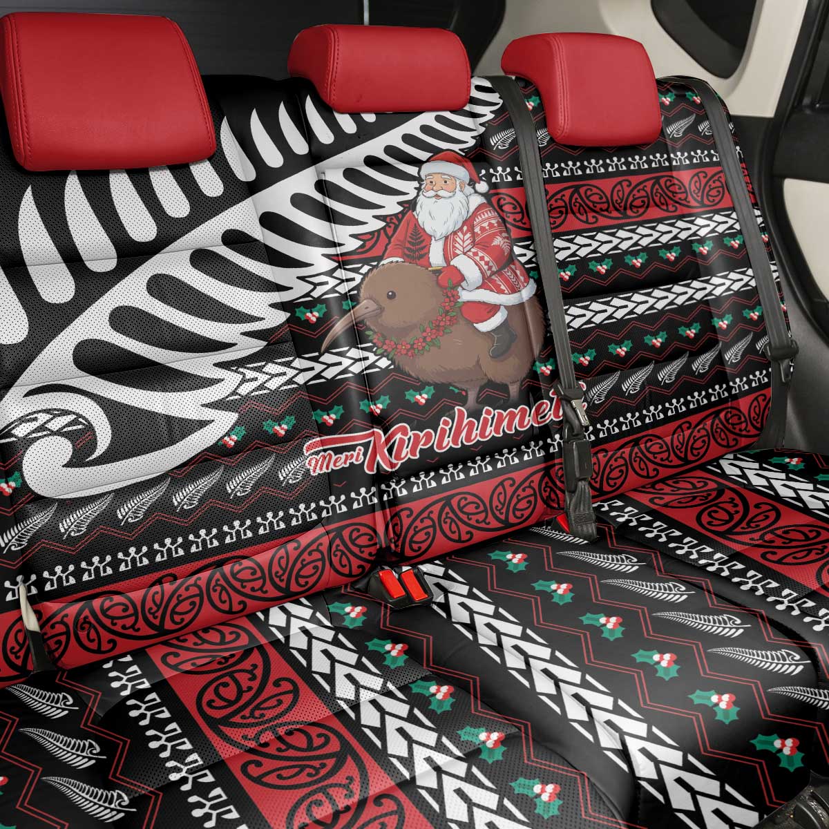 New Zealand Kiwi Santa Christmas Back Car Seat Cover He Wairua Kirihimete LT9 - Polynesian Pride