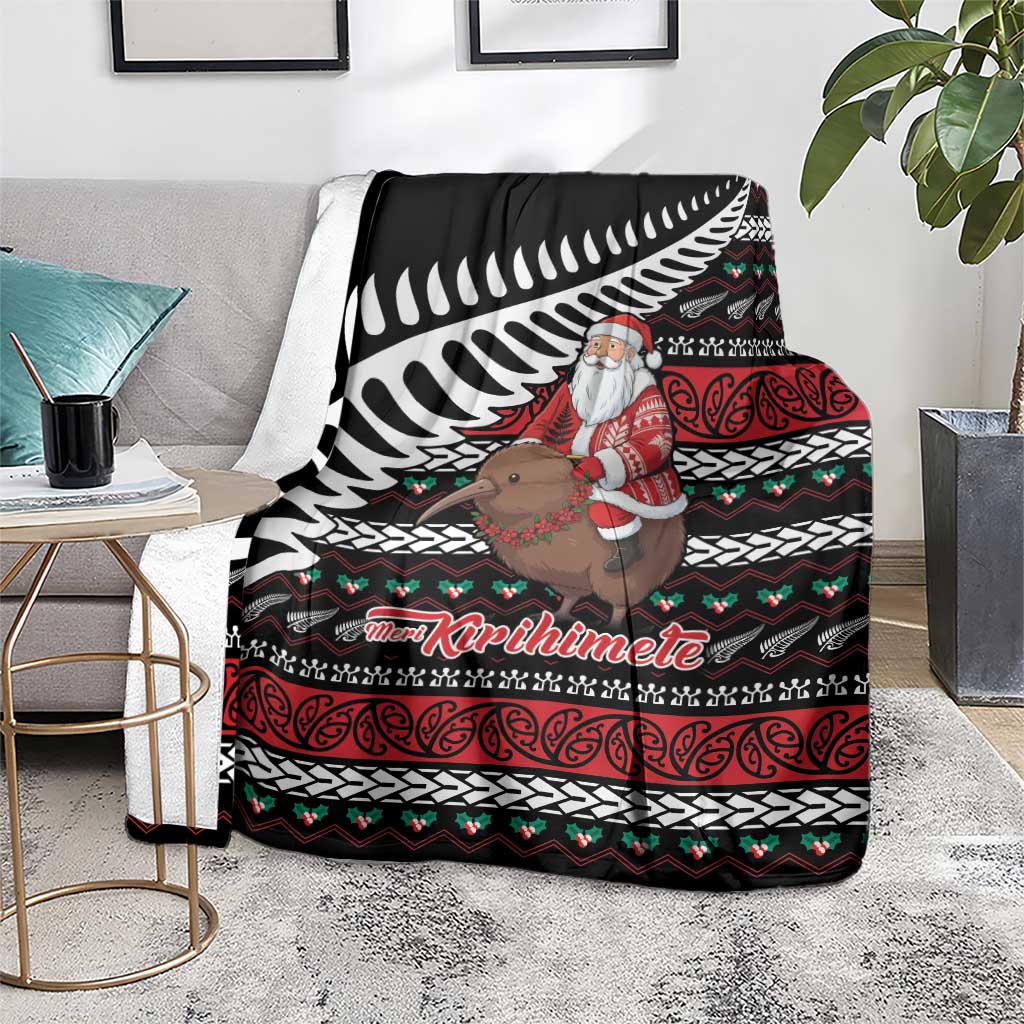 New Zealand Kiwi Santa Christmas Blanket He Wairua Kirihimete - Polynesian Pride