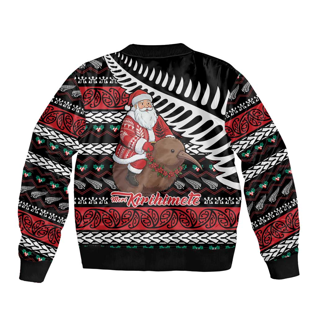 New Zealand Kiwi Santa Christmas Bomber Jacket He Wairua Kirihimete LT9 - Polynesian Pride