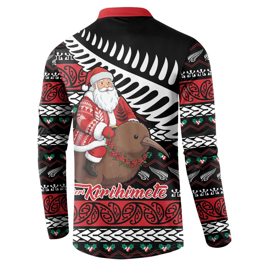 New Zealand Kiwi Santa Christmas Button Sweatshirt He Wairua Kirihimete - Polynesian Pride