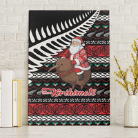 New Zealand Kiwi Santa Christmas Canvas Wall Art He Wairua Kirihimete LT9 Without Frame Black - Polynesian Pride