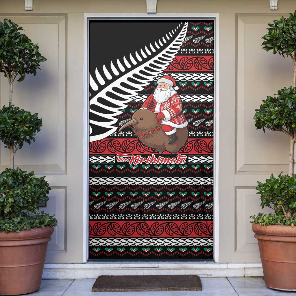 New Zealand Kiwi Santa Christmas Door Cover He Wairua Kirihimete - Polynesian Pride