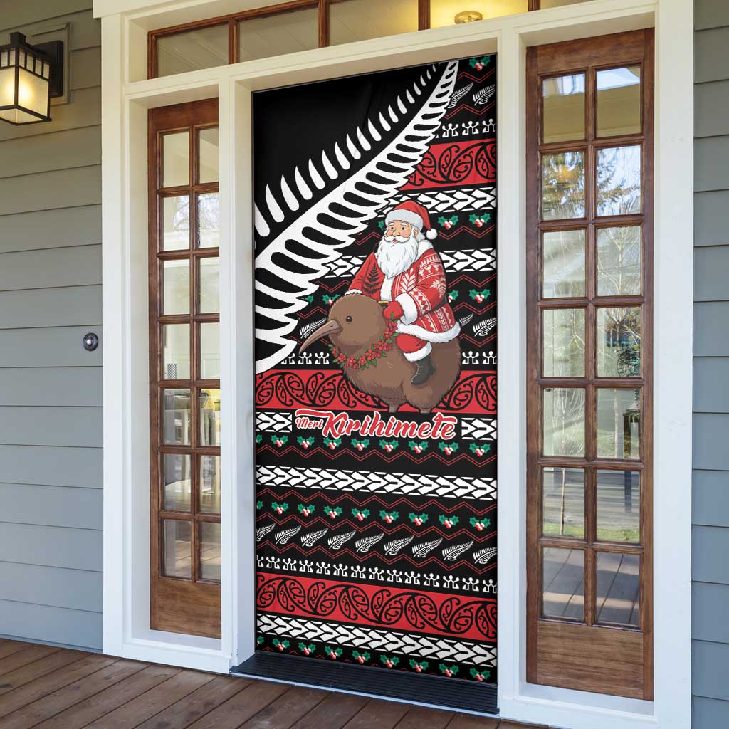 New Zealand Kiwi Santa Christmas Door Cover He Wairua Kirihimete - Polynesian Pride