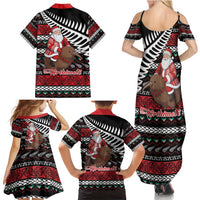 New Zealand Kiwi Santa Christmas Family Matching Summer Maxi Dress and Hawaiian Shirt He Wairua Kirihimete - Polynesian Pride