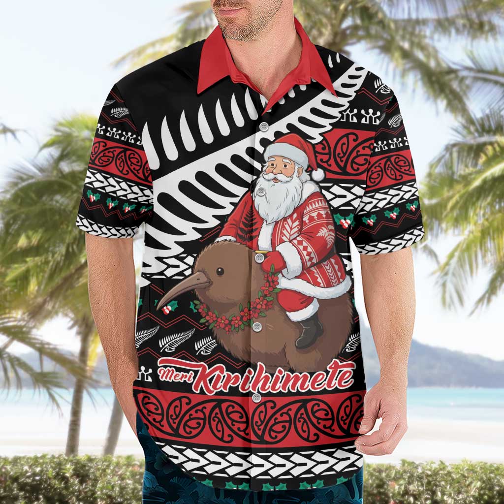 New Zealand Kiwi Santa Christmas Hawaiian Shirt He Wairua Kirihimete - Polynesian Pride