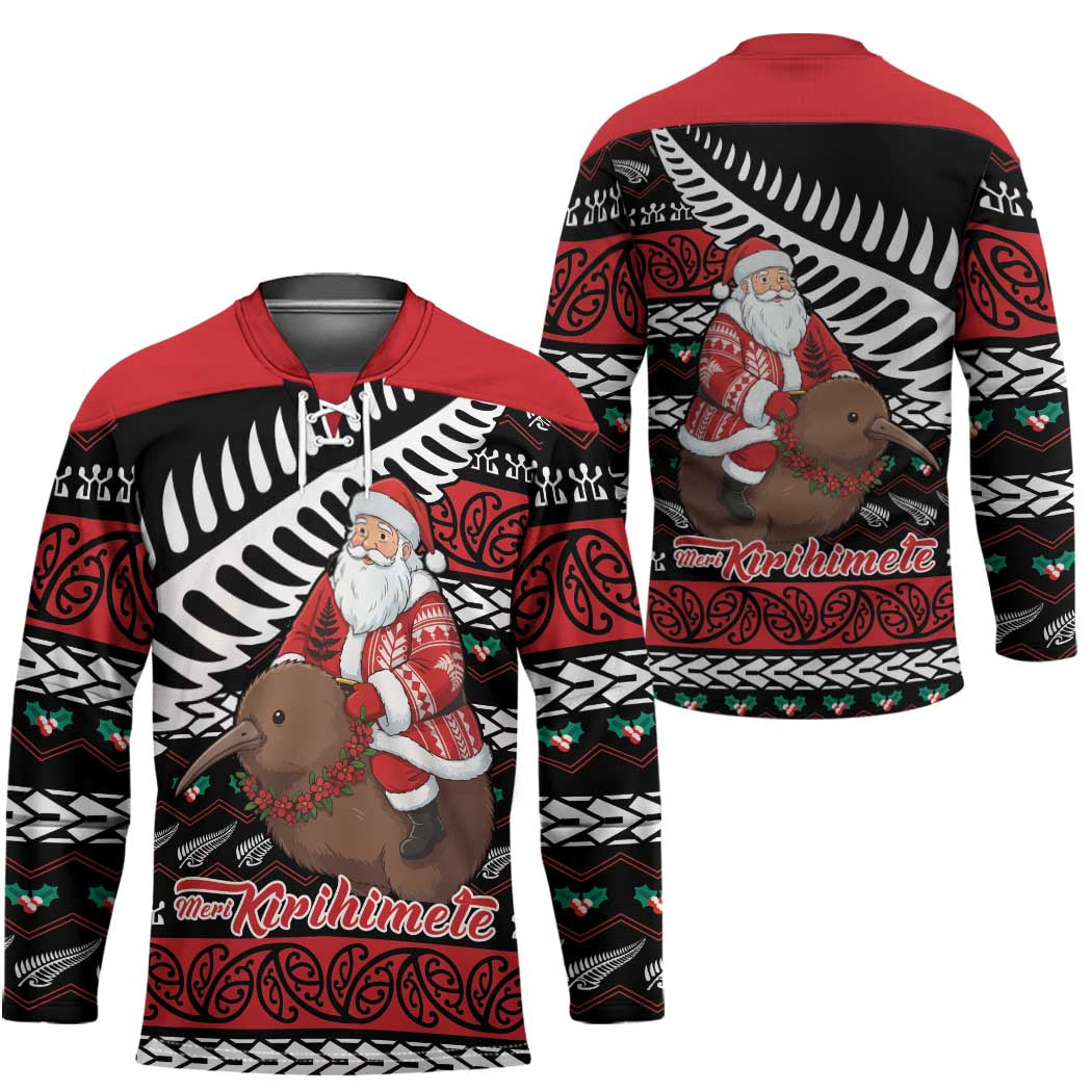 New Zealand Kiwi Santa Christmas Hockey Jersey He Wairua Kirihimete LT9 - Polynesian Pride