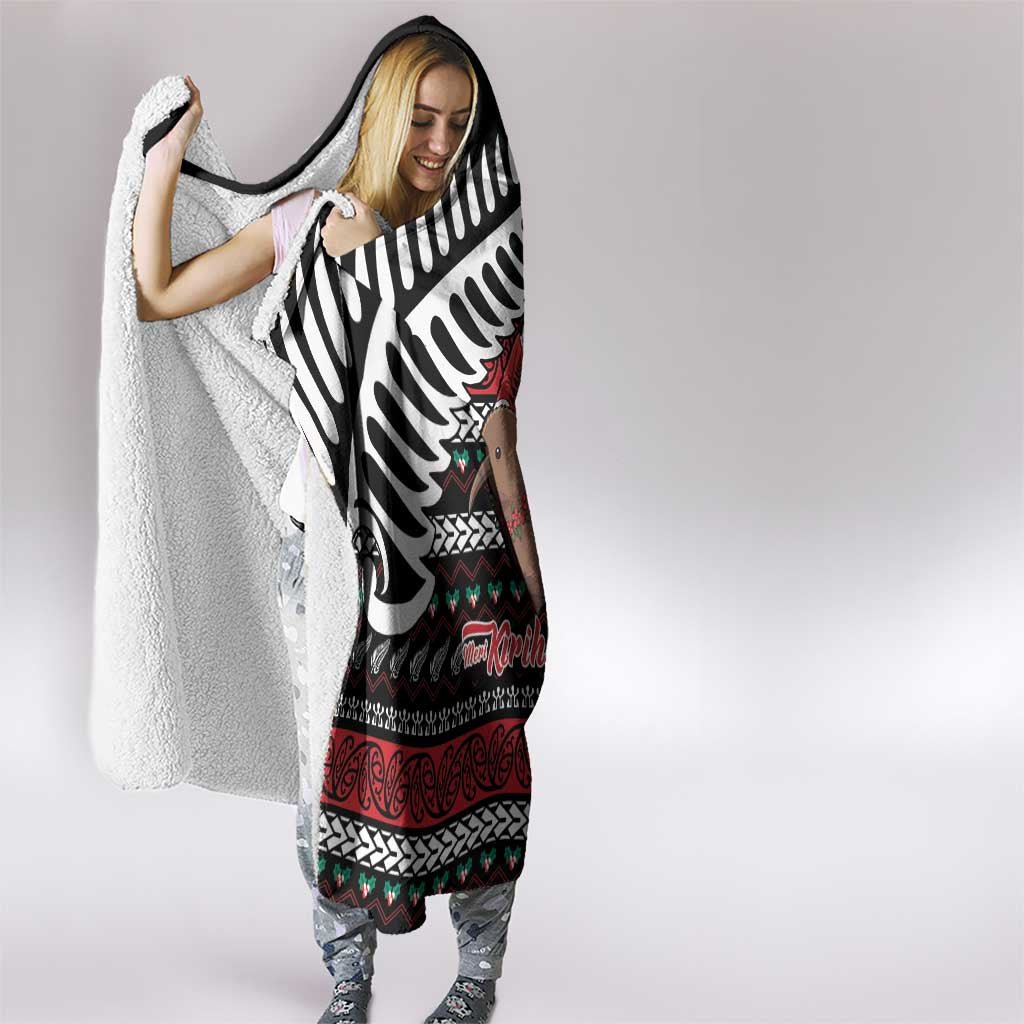 New Zealand Kiwi Santa Christmas Hooded Blanket He Wairua Kirihimete - Polynesian Pride