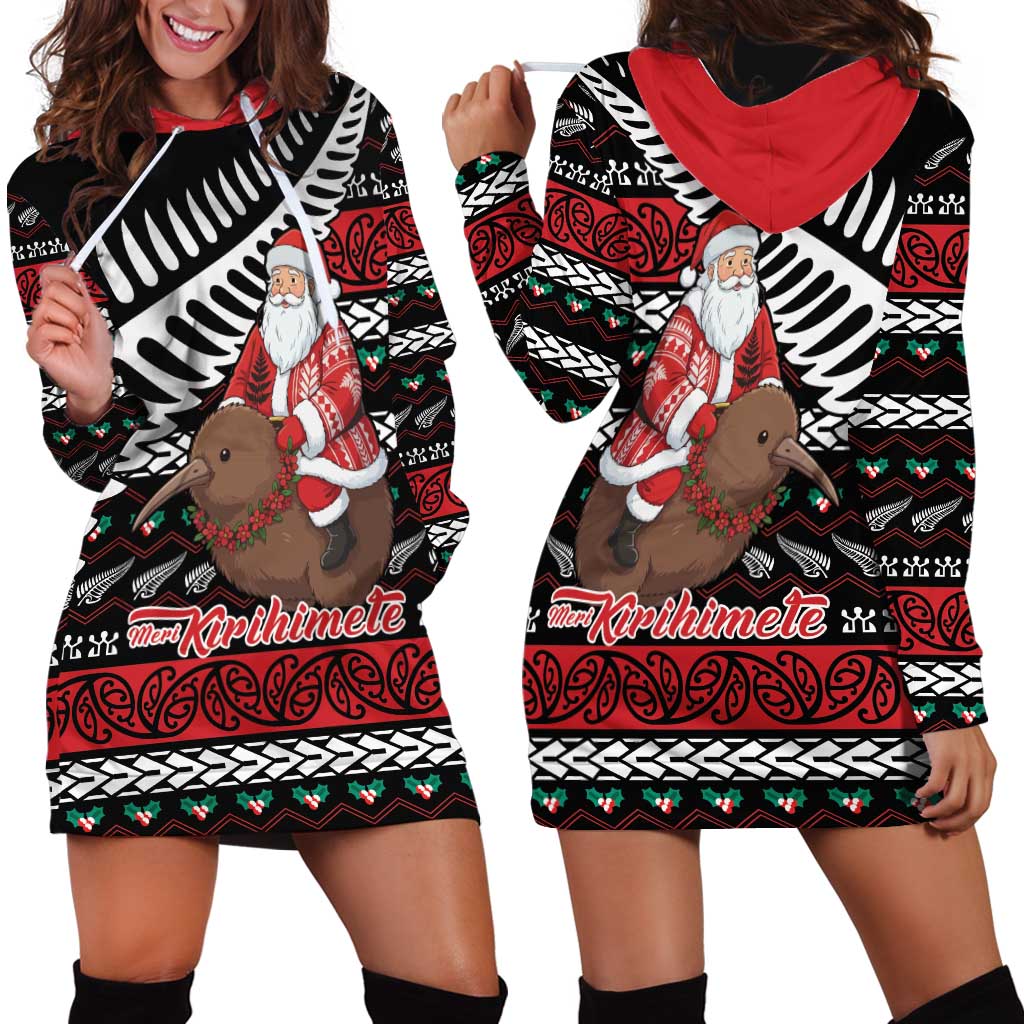 New Zealand Kiwi Santa Christmas Hoodie Dress He Wairua Kirihimete LT9 - Polynesian Pride