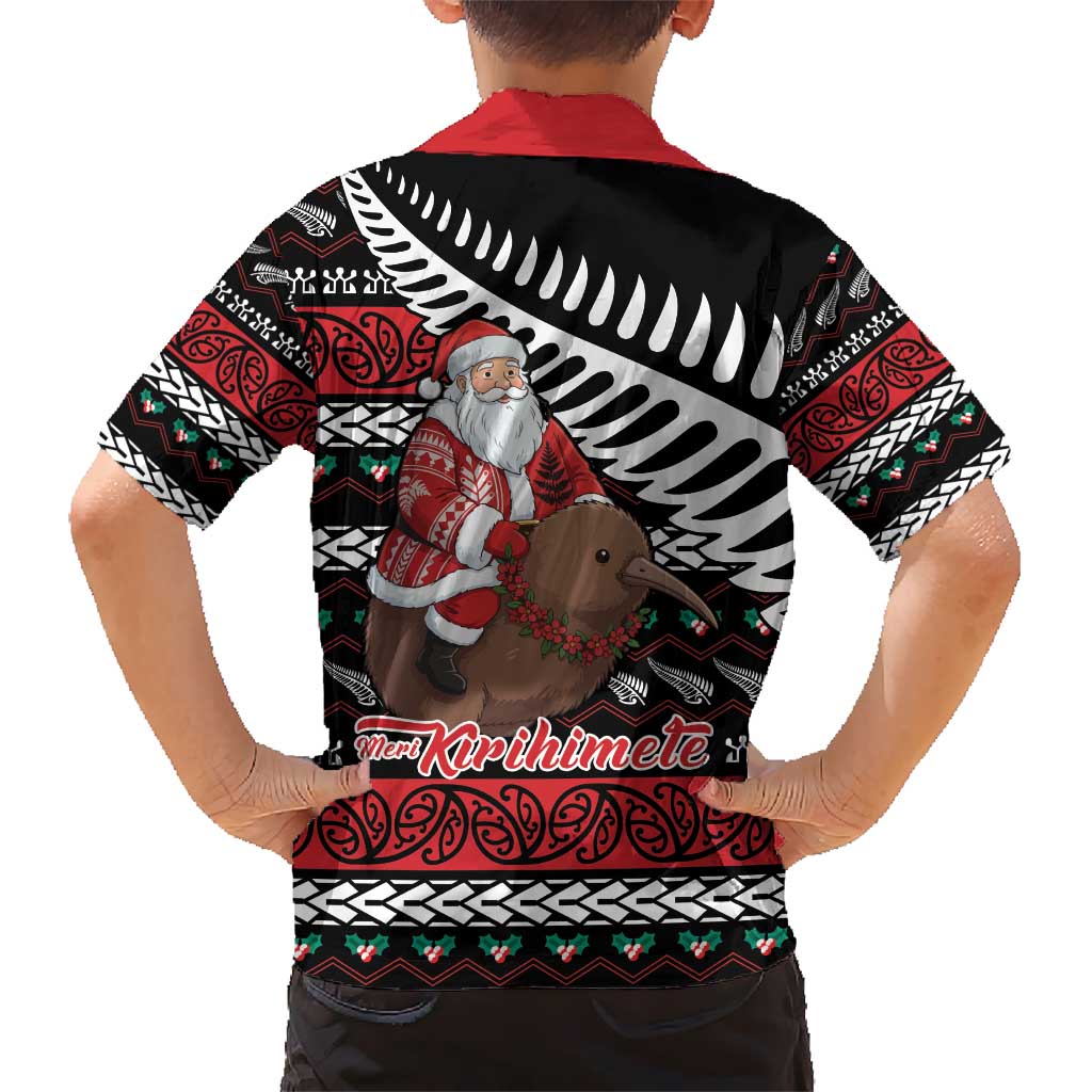 New Zealand Kiwi Santa Christmas Kid Hawaiian Shirt He Wairua Kirihimete LT9 - Polynesian Pride