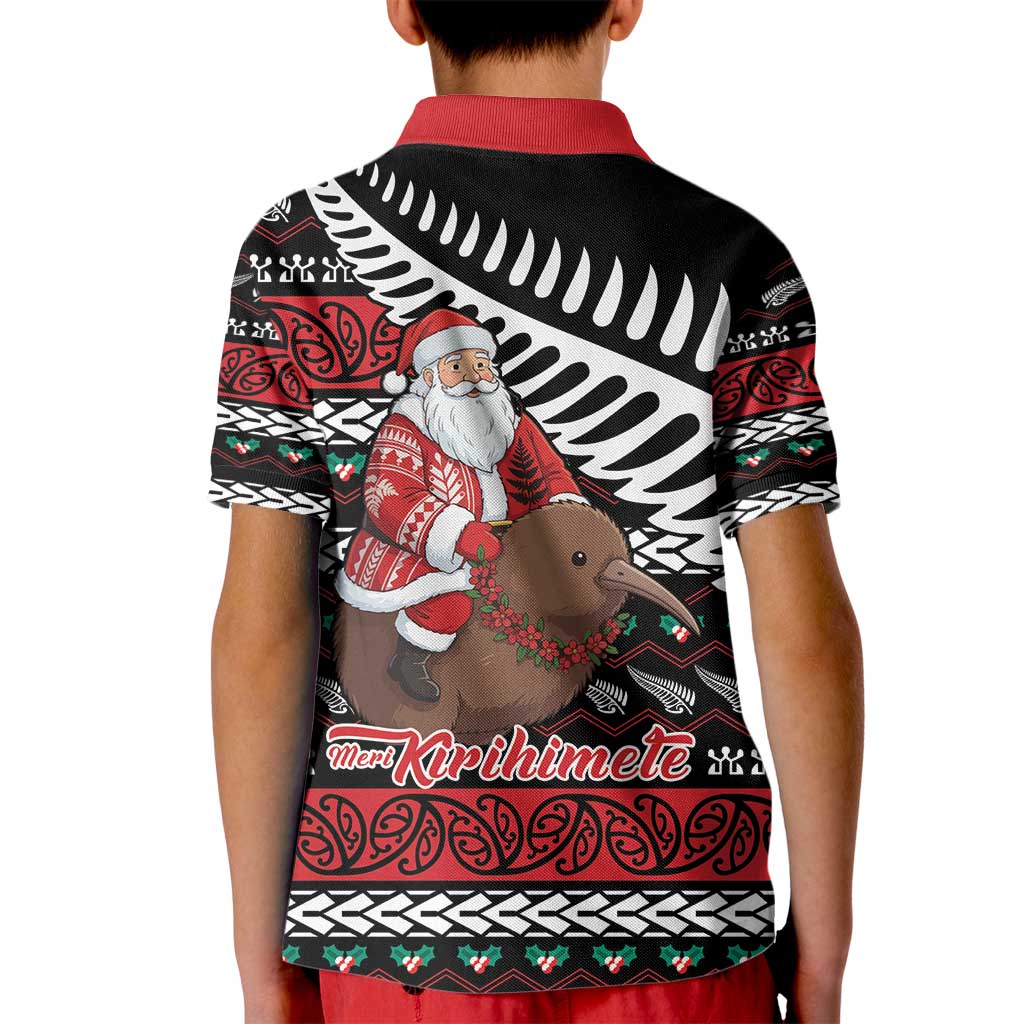 New Zealand Kiwi Santa Christmas Kid Polo Shirt He Wairua Kirihimete LT9 - Polynesian Pride