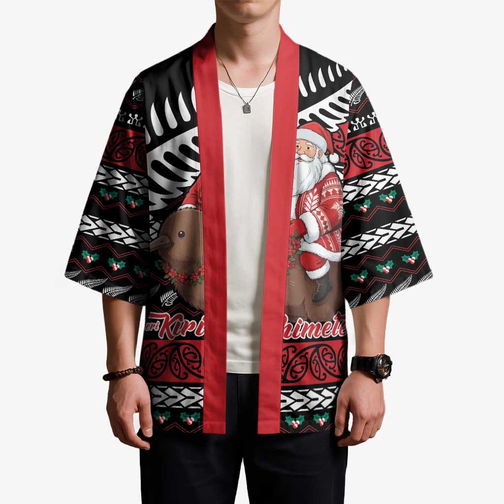 New Zealand Kiwi Santa Christmas Kimono He Wairua Kirihimete - Polynesian Pride