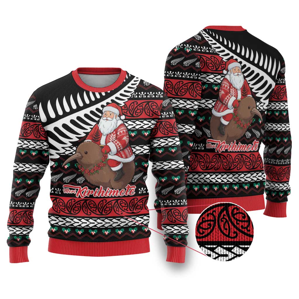 New Zealand Kiwi Santa Christmas Ugly Christmas Sweater He Wairua Kirihimete - Polynesian Pride