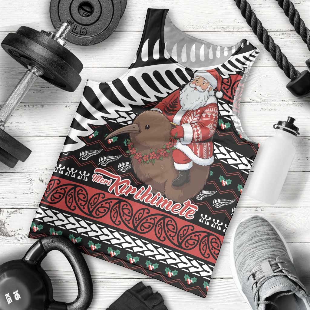 New Zealand Kiwi Santa Christmas Men Tank Top He Wairua Kirihimete - Polynesian Pride