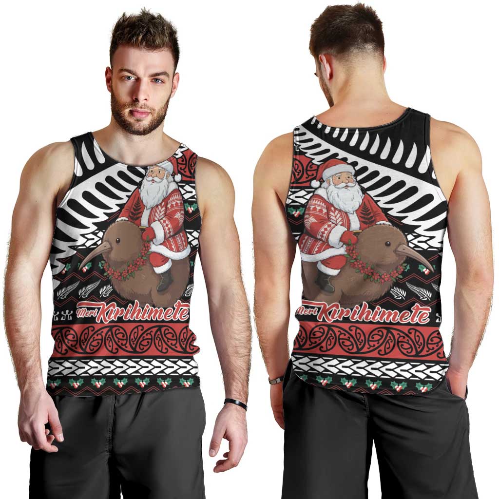 New Zealand Kiwi Santa Christmas Men Tank Top He Wairua Kirihimete - Polynesian Pride