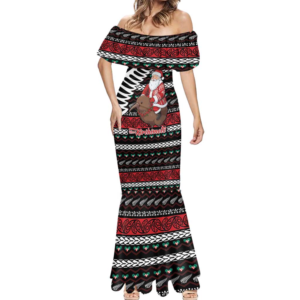 New Zealand Kiwi Santa Christmas Mermaid Dress He Wairua Kirihimete LT9 - Polynesian Pride