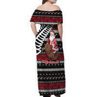 New Zealand Kiwi Santa Christmas Off Shoulder Maxi Dress He Wairua Kirihimete - Polynesian Pride