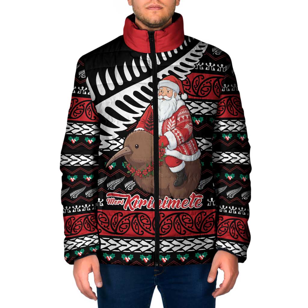 New Zealand Kiwi Santa Christmas Padded Jacket He Wairua Kirihimete - Polynesian Pride